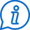 Italicized letter I inside of a word bubble