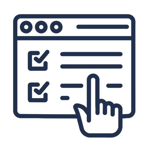 A hand pointing at a check box on a computer screen.